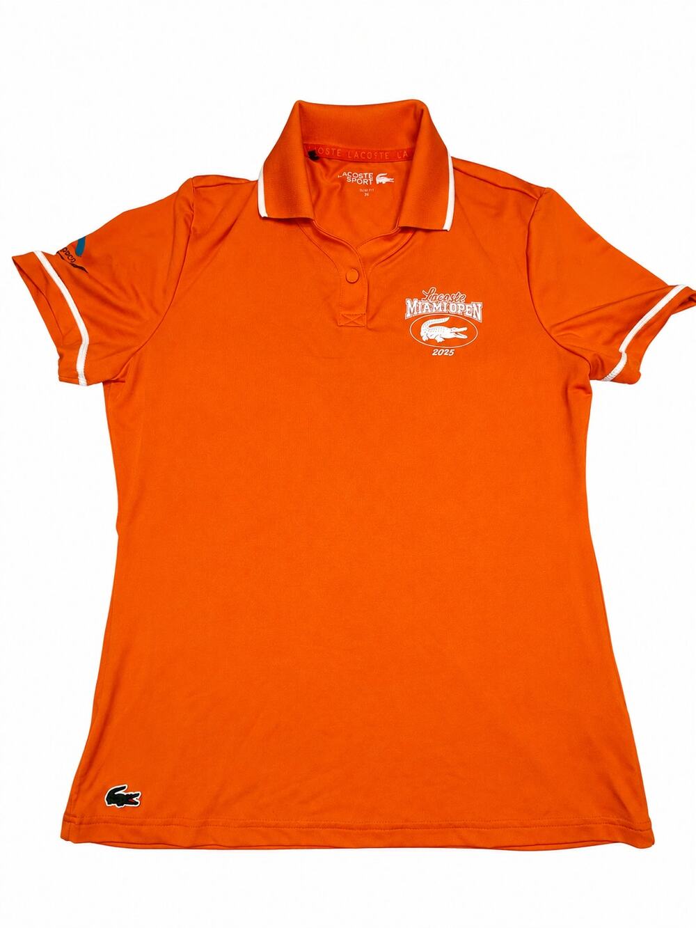 Lacoste Sport Miami Open 2025 Women M 38 Orange Ultra Dry Tennis Polo